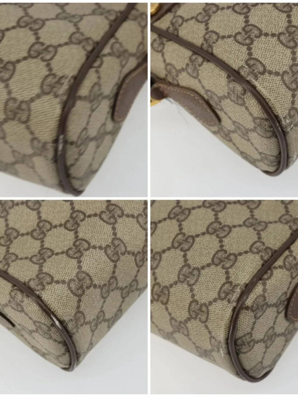 GUCCI GG Supreme Web Sherry Line Bag PVC Beige Gold 56 02 088 Auth am11288